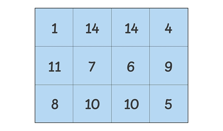 A magic square that can be found in Barcelona at the Sagrada Familia with a magic number of 33.
