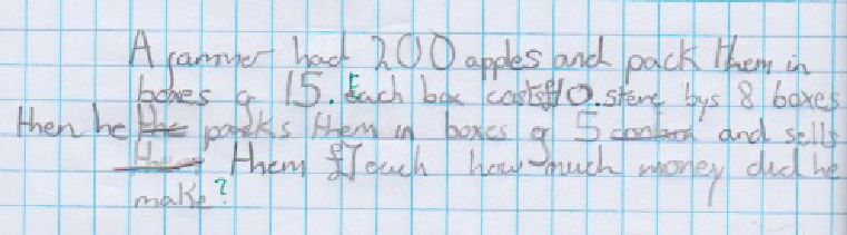 Creative journaling example 3: complex word problem about a farmer packing apples into boxes and the costs associated
