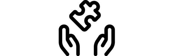 Hands catching puzzle piece icon