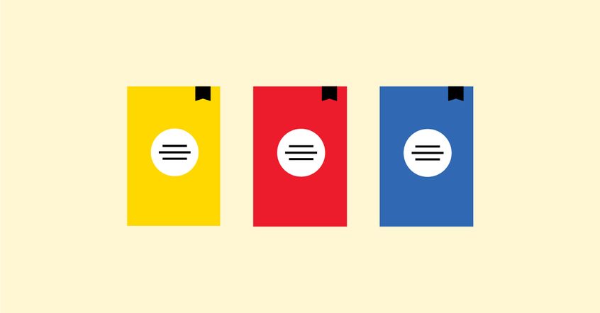 Three Maths — No Problem! books in a row. One yellow, one red, and one blue