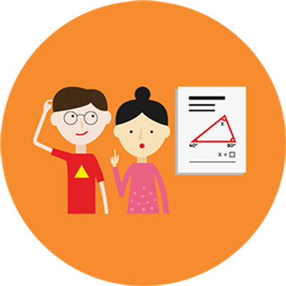 illustrations of two pupils learning from textbooks