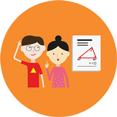 illustrations of two pupils learning from textbooks