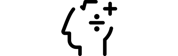 person thinking about mathematics symbols icon