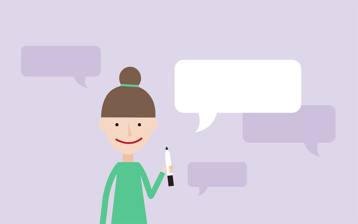 Pupil holding a dry erase with a question bubble