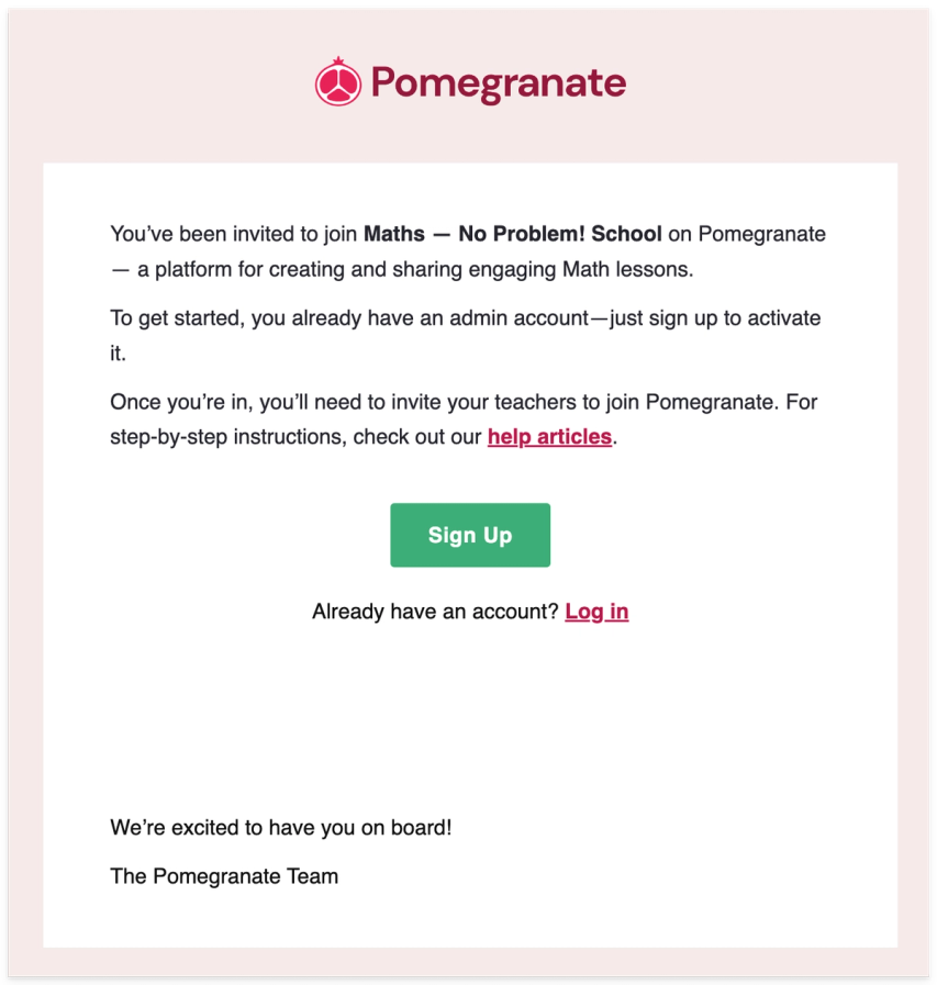Pomegranate joining email example