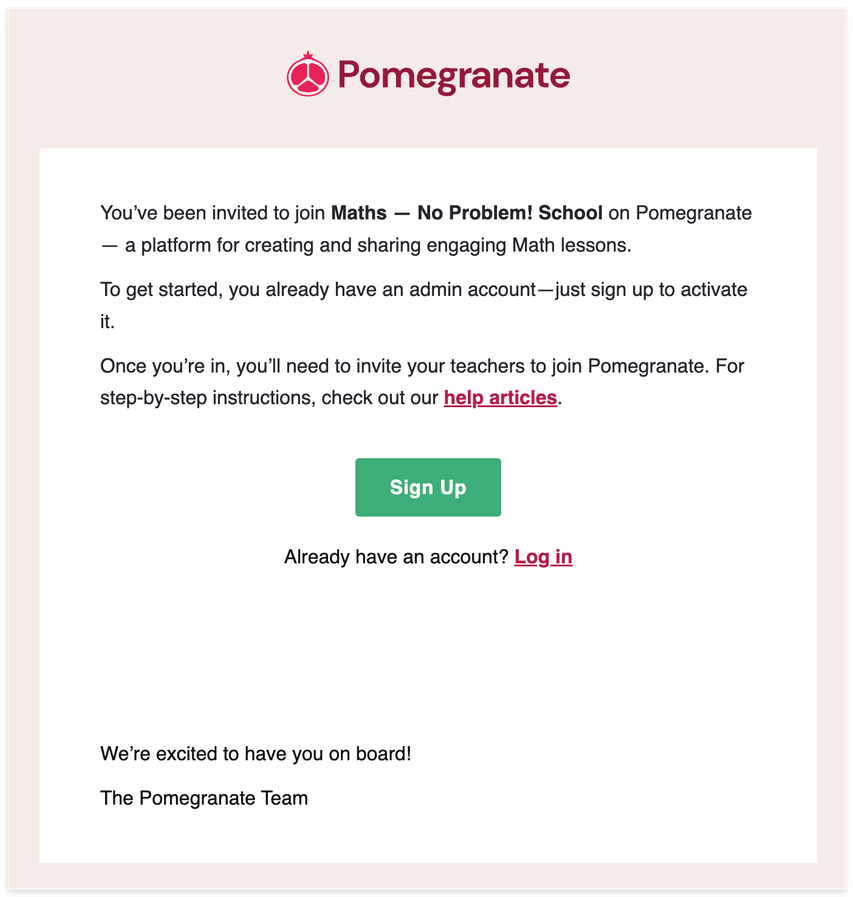Pomegranate joining email example