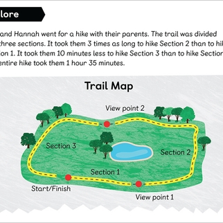 Explore task from Maths — No Problem! textbook showing trail map