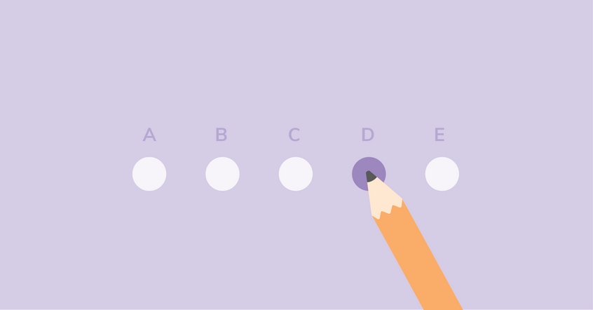 A multiple choice selection from A to E. There is a pencil selecting option D.