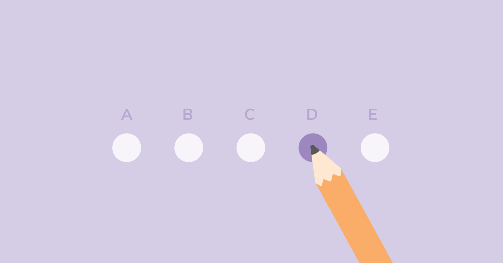 A multiple choice selection from A to E. There is a pencil selecting option D.