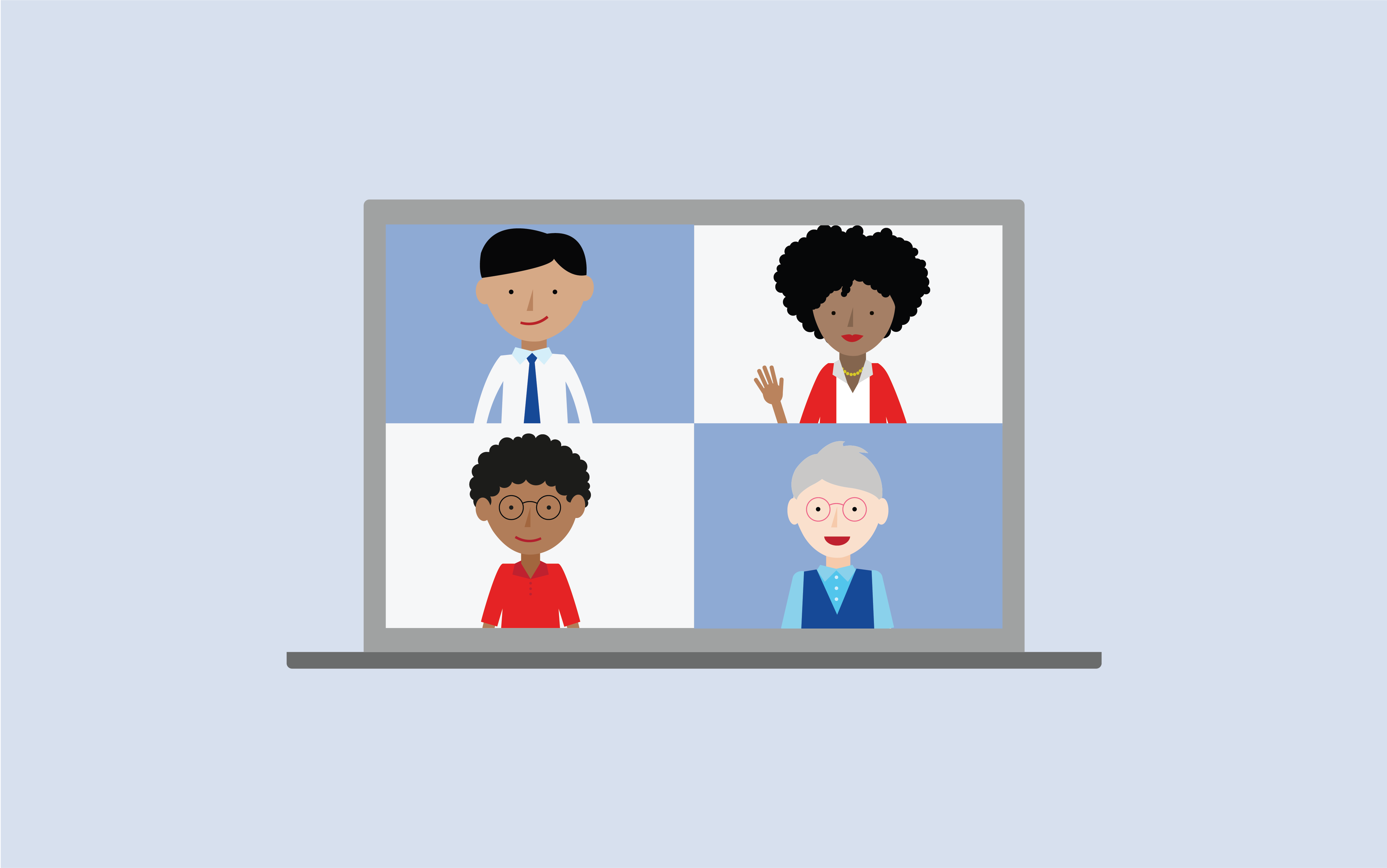 Illustrations of Maths Teachers attending a webinar