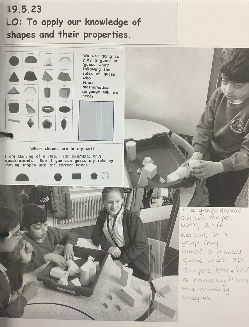 A visually impaired student learning maths with other primary school children