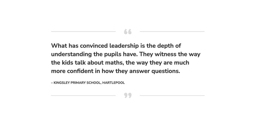 Maths — No Problem! primary maths programme testimonial from Kingsley Primary School, Hartlepool