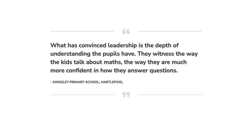 Maths — No Problem! primary maths programme testimonial from Kingsley Primary School, Hartlepool