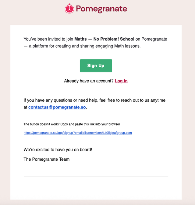 Pomegranate setting up your account email