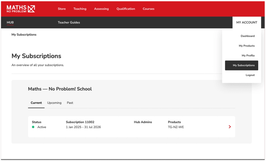 My subscription page