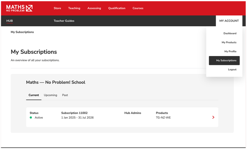 My subscription page