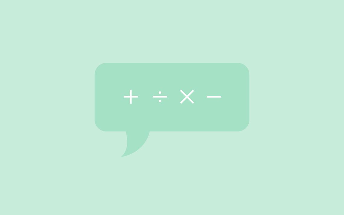 speech bubble with mathematical operations 