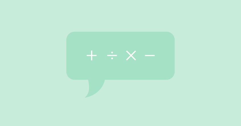 speech bubble with mathematical operations 