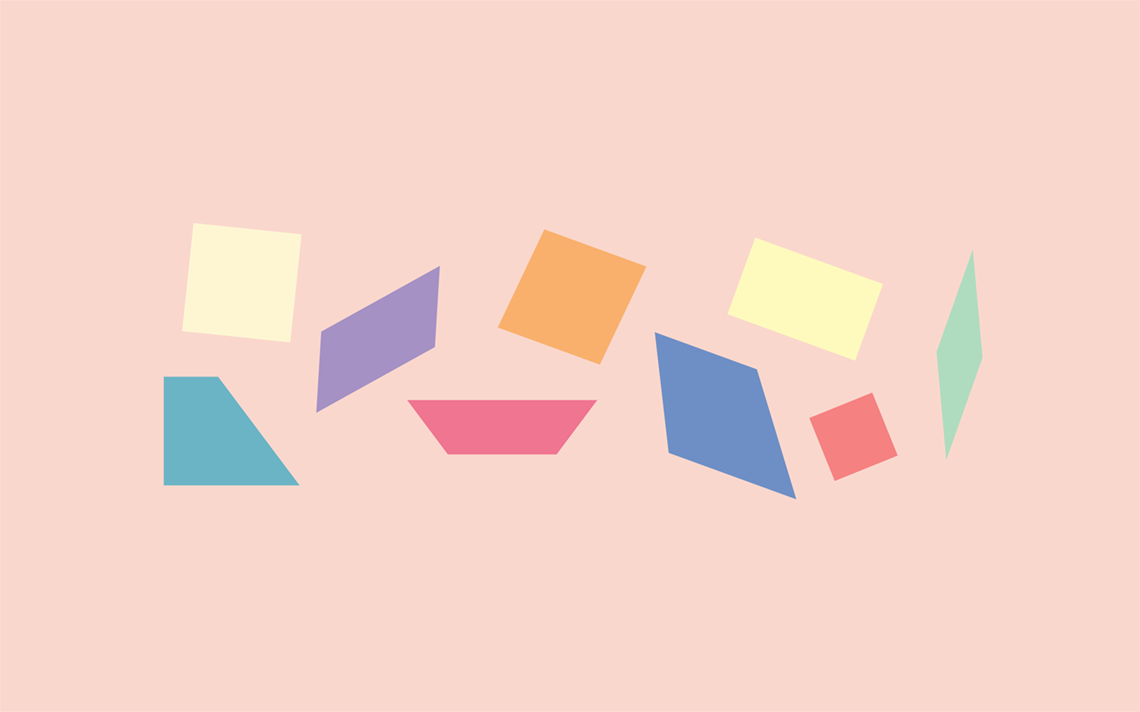 Variety of squares and rectangles spread out around each other