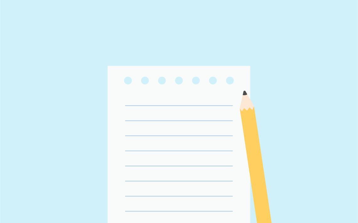 a blank lined piece of paper with a pencil ready to write down end of school year reflections 