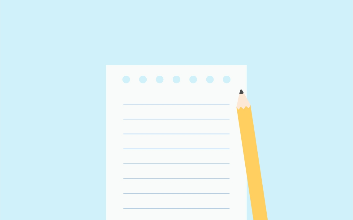 a blank lined piece of paper with a pencil ready to write down end of school year reflections