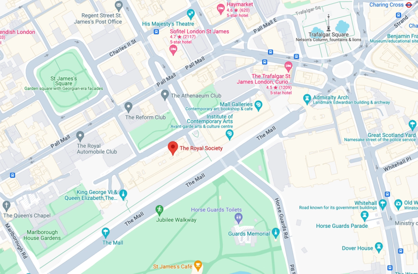An overhead map of the Royal Society venue