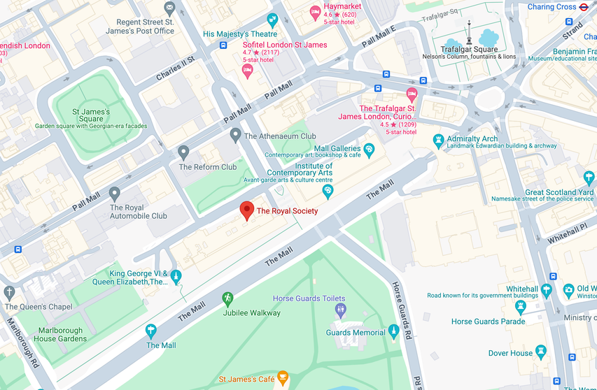 An overhead map of the Royal Society venue