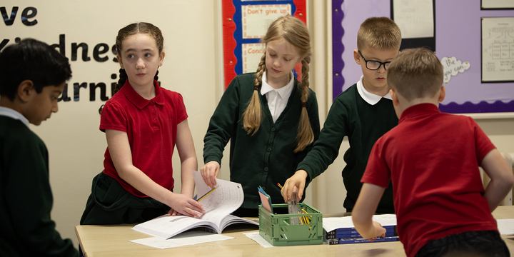 Sandycroft North Wales pupils discussing mathematics