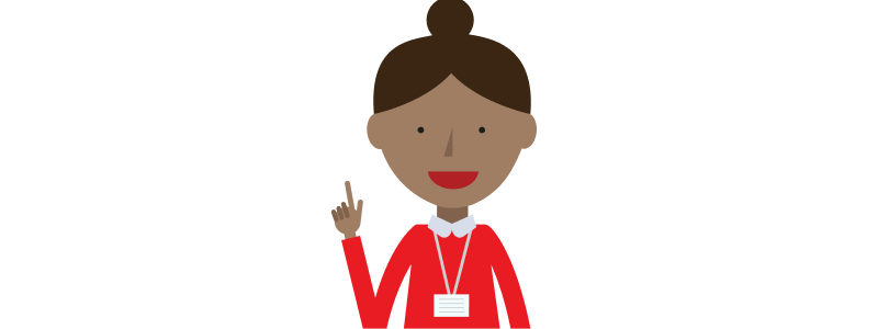 Maths — No Problem! trainer character raising finger in question