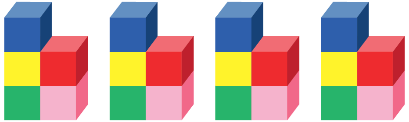 coloured blocks stacked demonstrating pattern awareness