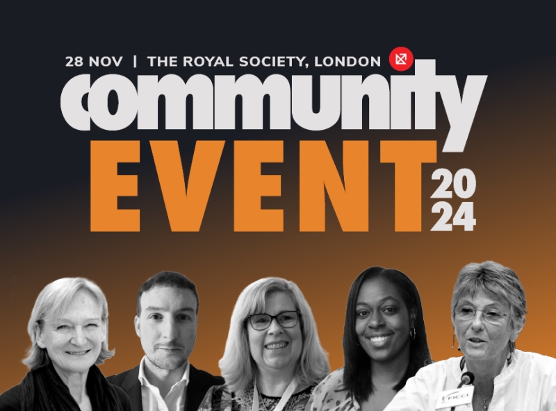 Promotional banner for a 2024 community event at The Royal Society in London, featuring keynote speakers