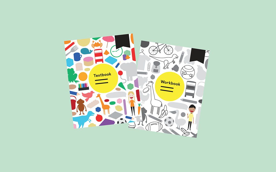 Two Maths — No Problem! books; a textbook and a workbook