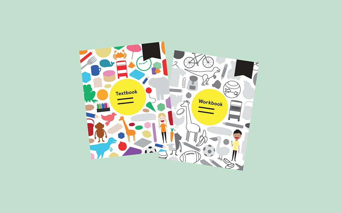 Two Maths — No Problem! books; a textbook and a workbook