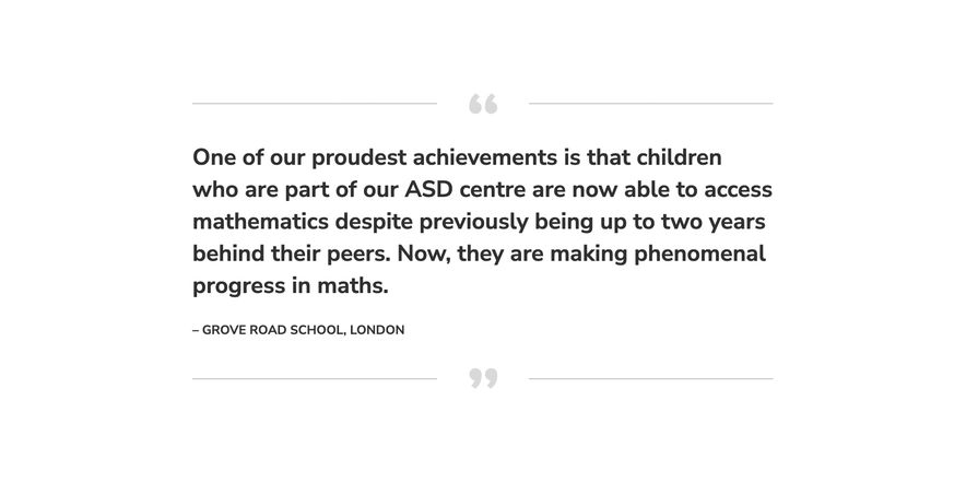 Maths — No Problem! primary maths programme testimonial from Grove Road School, London