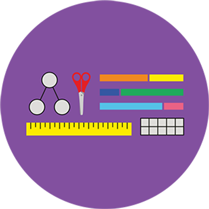 illustration of teaching resources including rulers, scissors, bar charts