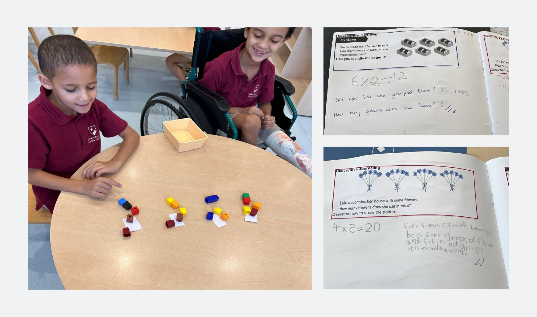 Students using blocks