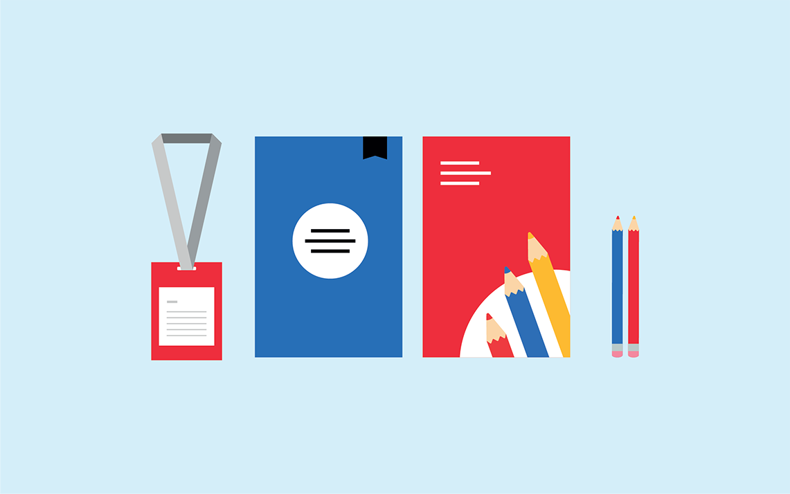 Image of a lanyard notebook and pencils from our annual maths mastery conference 2022