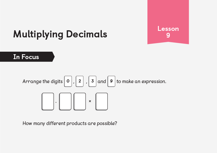 Anchor task from MNP Textbook 6A, Chapter 4, Lesson 9 asks to arrange the digits 0, 2, 3 and 9 to make an expression