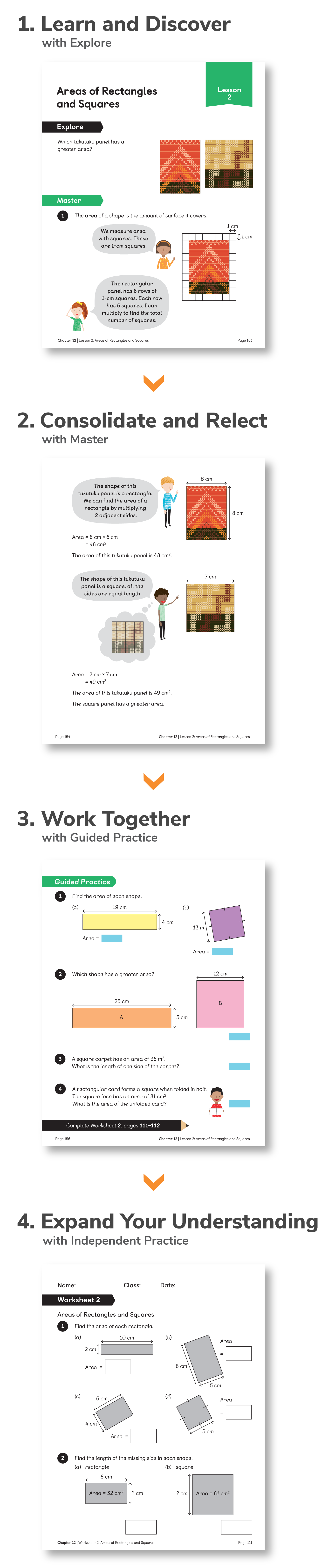 How it works for students pathway. 1. Learnand Discover, 2. Consolidate and Reflect, 3. Work Together, 4. Expand Your Understanding