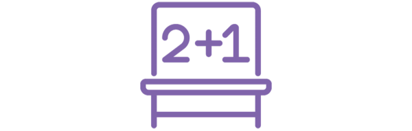 Spiral progession icon, showing a book and apple