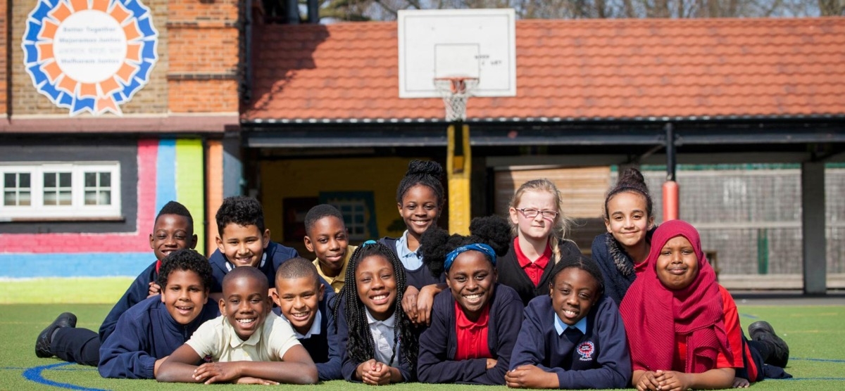 Rosetta Primary School pupils outside on field