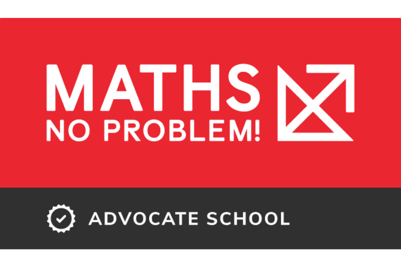 Advocate school badge featuring Maths — No Problem! logo