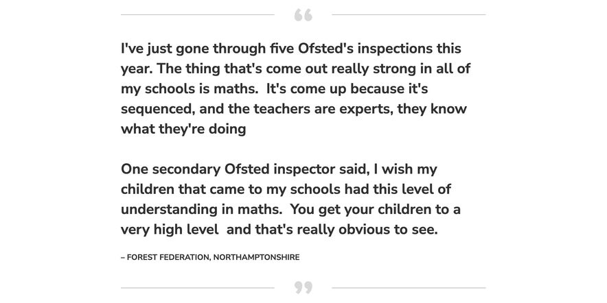 Maths — No Problem! primary maths programme testimonial from Forest Federation, Northamptonshire