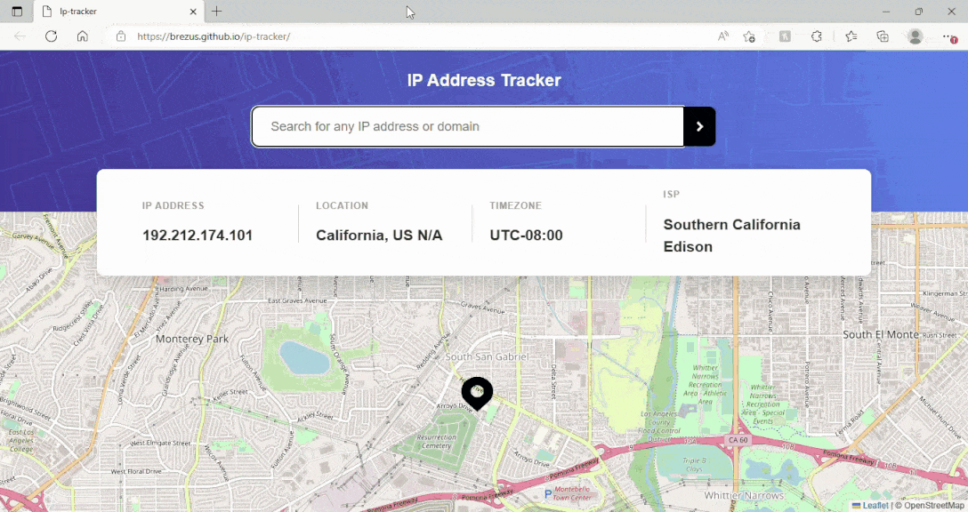 gif of my Ip-Address-Tracker project