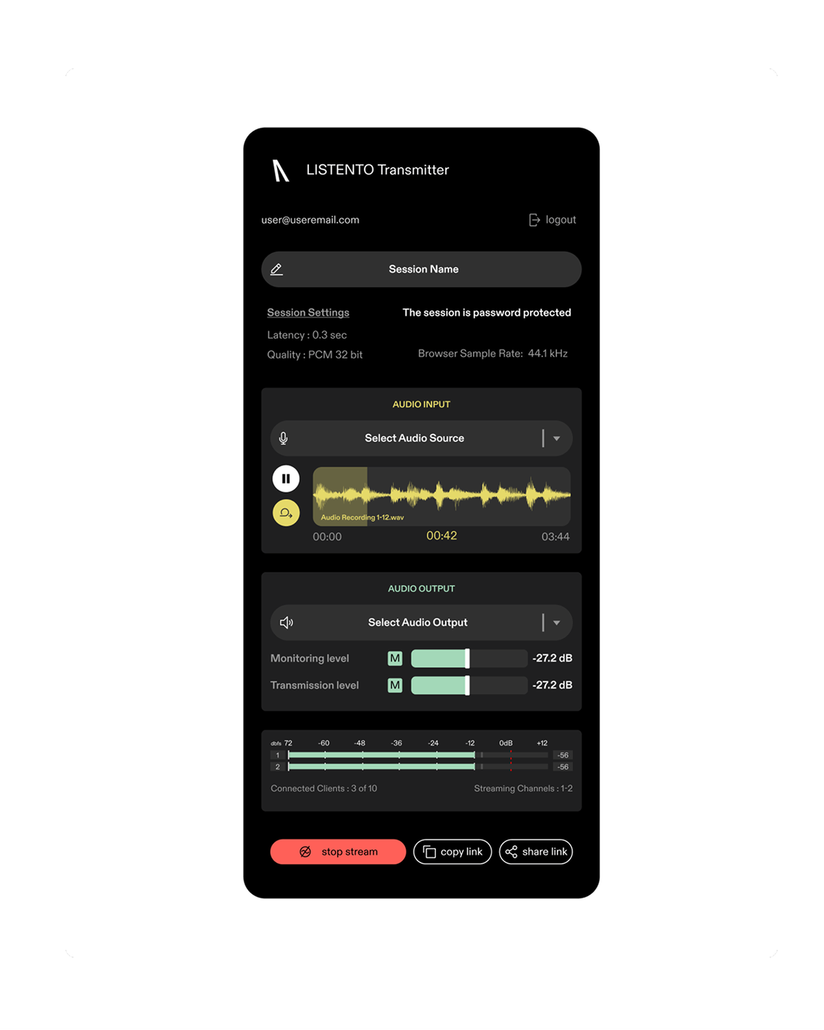 Audiomovers interface