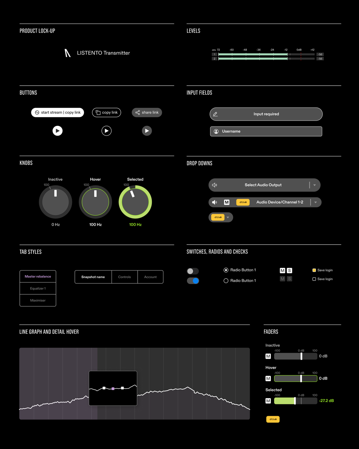 Audiomovers interface elements