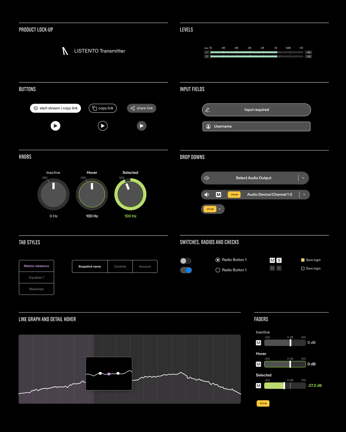 Audiomovers interface elements