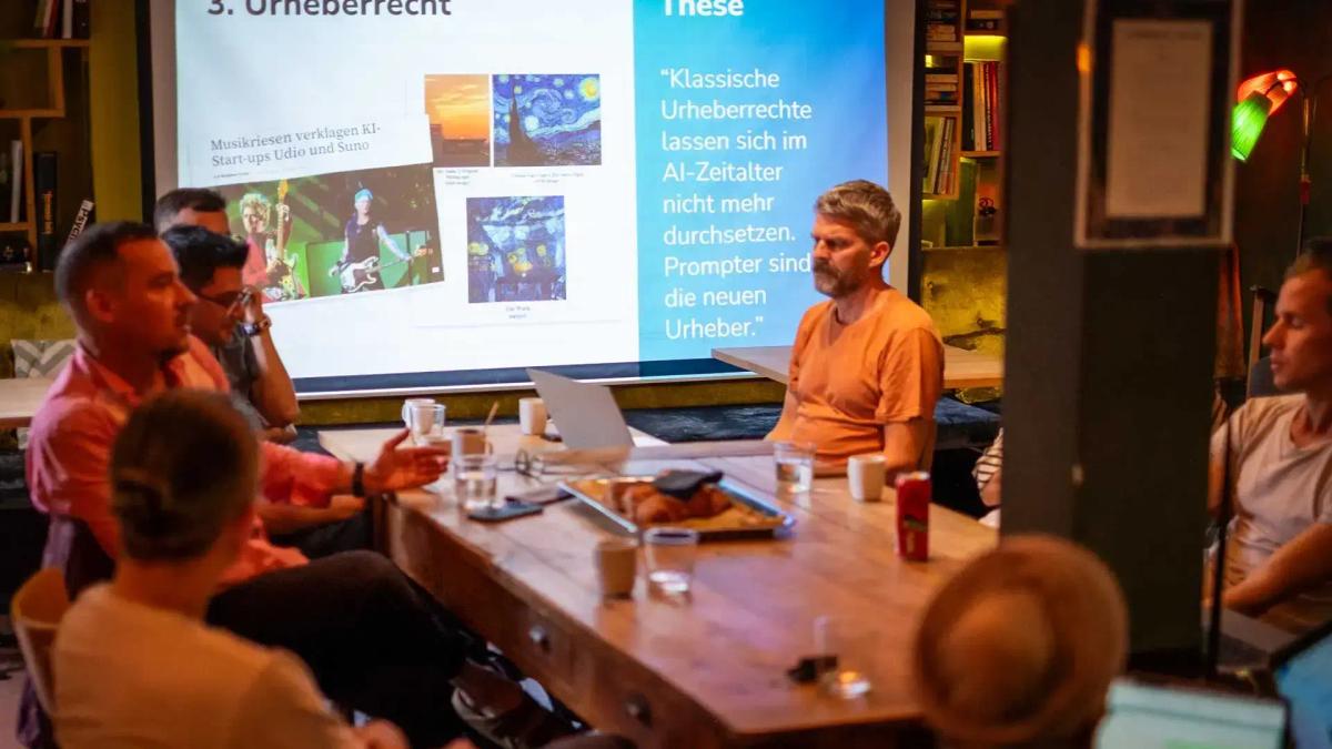 KI Kafi - Menschen in Diskussion über KI