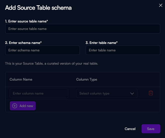 source table form