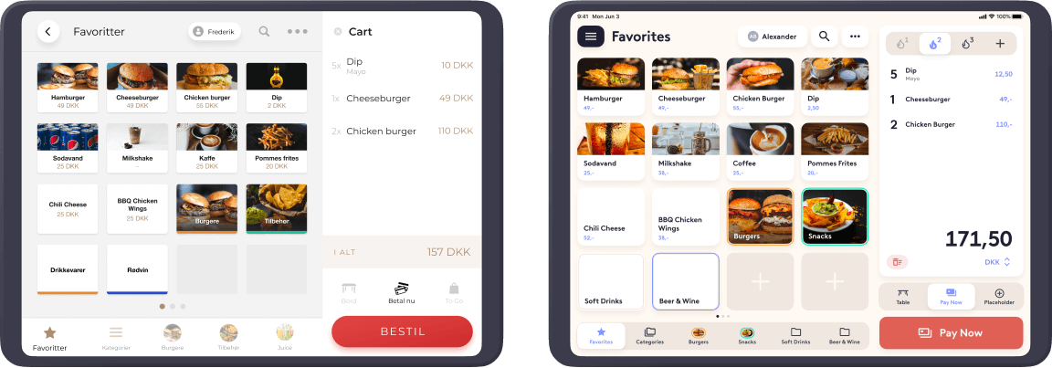 Gammelt og nytt Point of Sale design, side om side